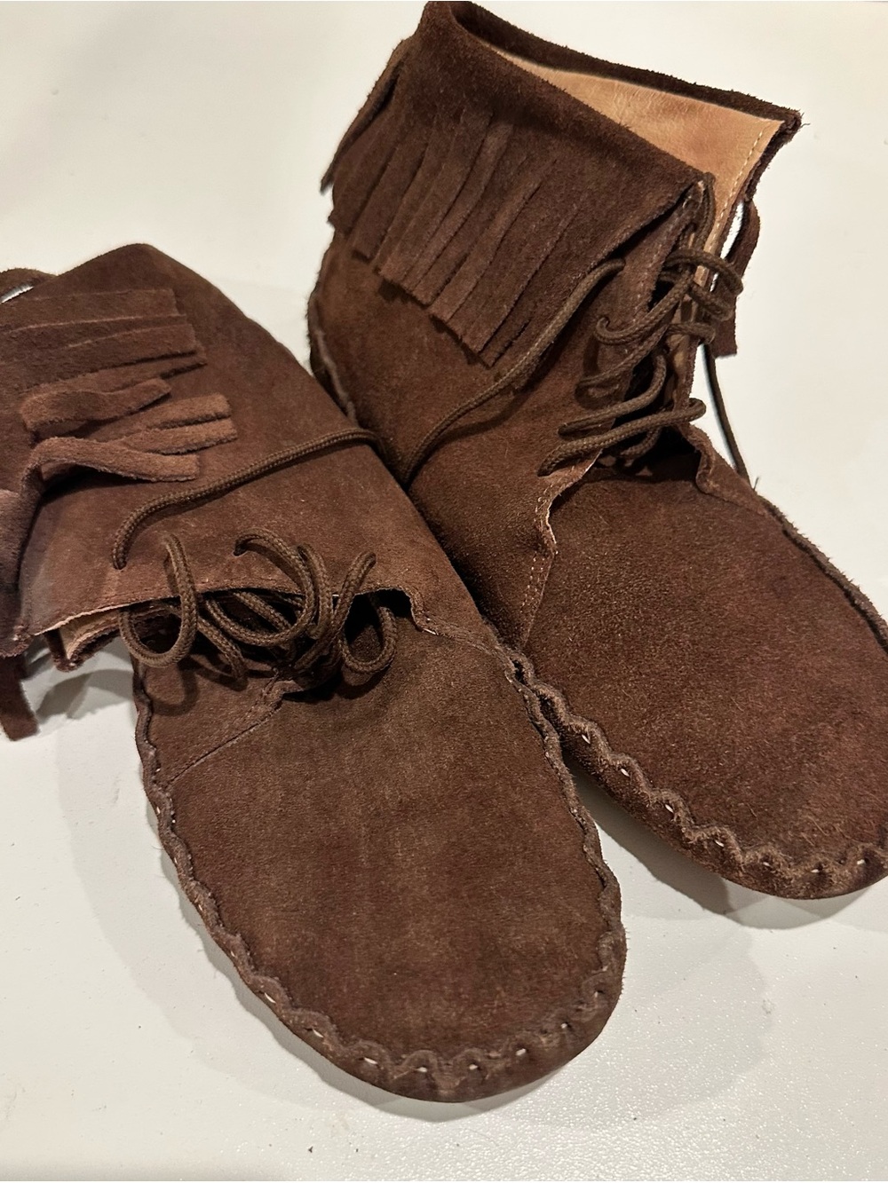 Women's Brown Suede Fringe Moccasins